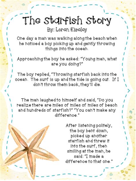 Original Starfish Story Printable